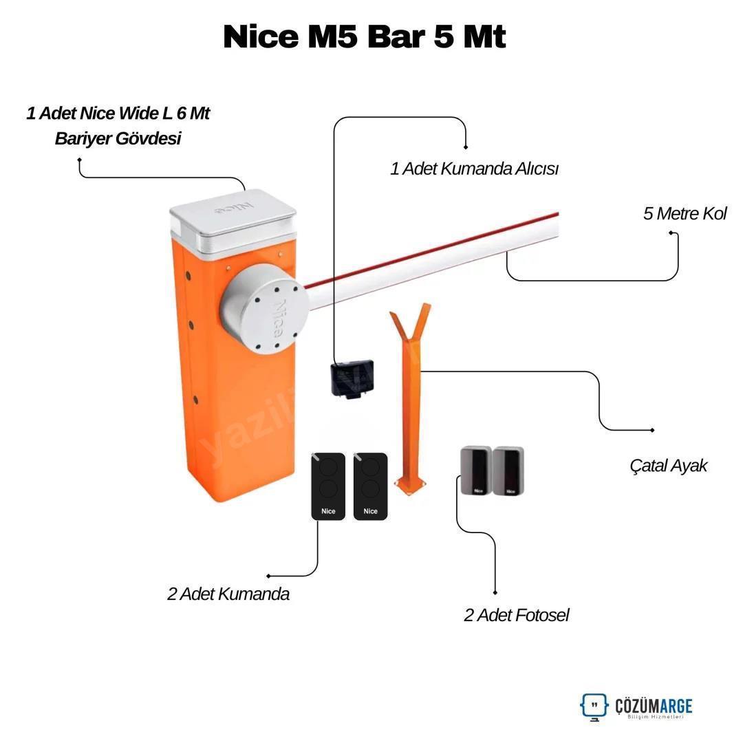 Nice M5 Bar 5 Metre Kollu Endüstriyel Otopark Bariyeri Seti