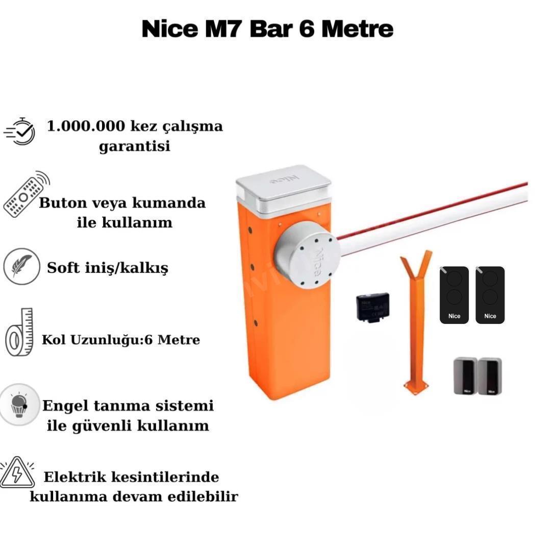 Nice M7 Bar 6 Metre Kollu Endüstriyel Otopark Bariyeri Seti