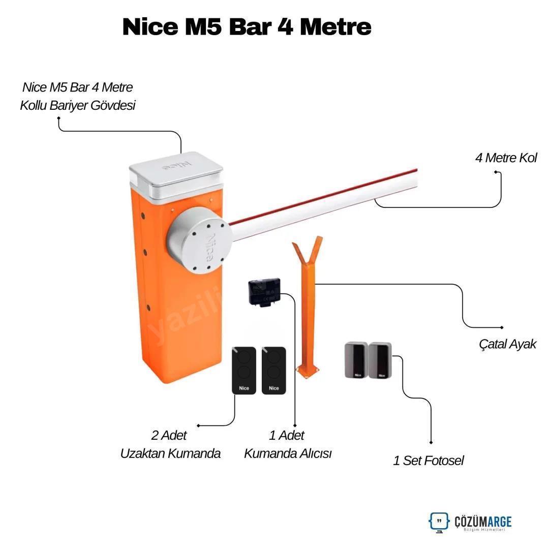 Nice M5 Bar 4 Metre Kollu Endüstriyel Otopark Bariyeri Seti